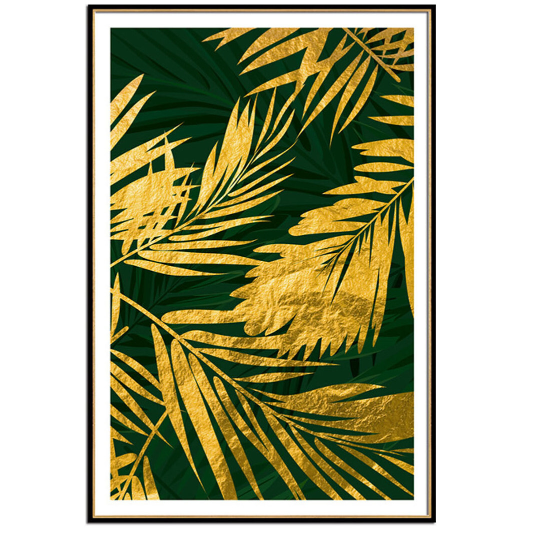 Постер прямоугольный на художественной бумаге 80х60 см &quot;Золотые листья пальмы-2&quot;