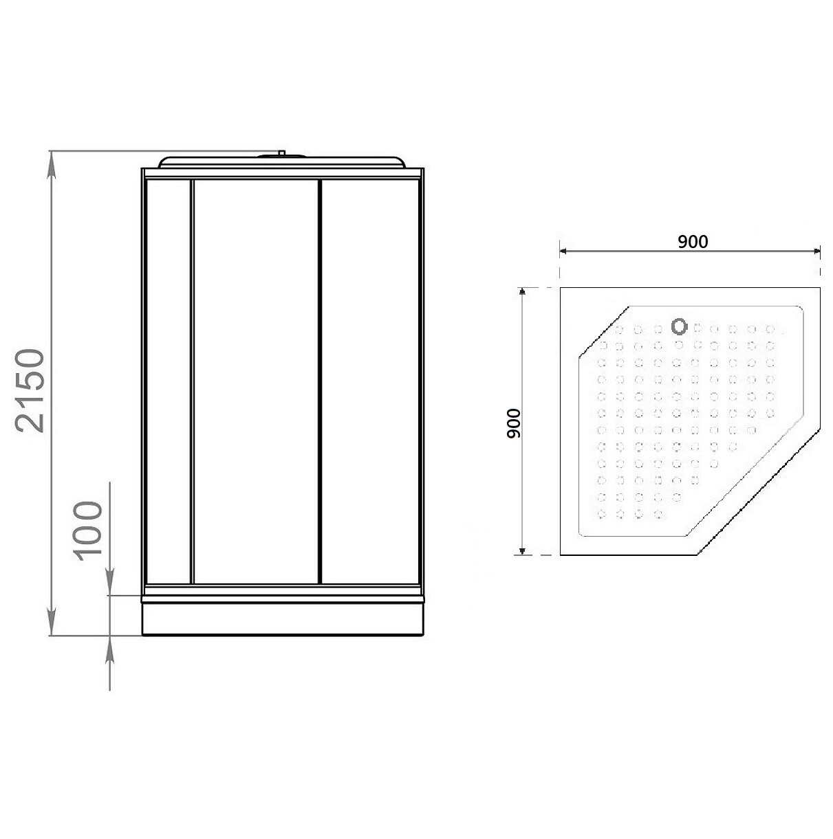 Душевая кабина пятиугольная с низким поддоном 90х90 см белая Parly P911F - изображение 7