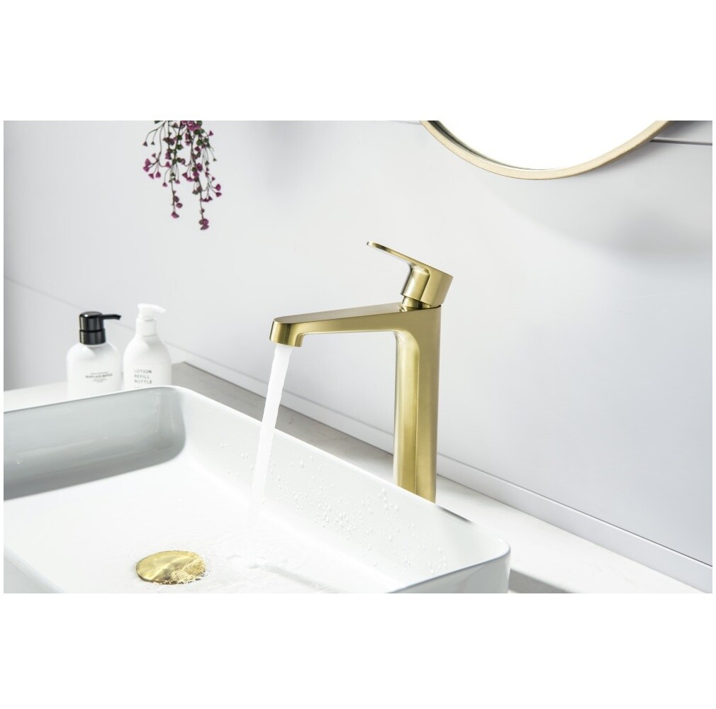 Смеситель для раковины шлифованное золото Aquatek "Оберон" AQ1204BG - изображение 4