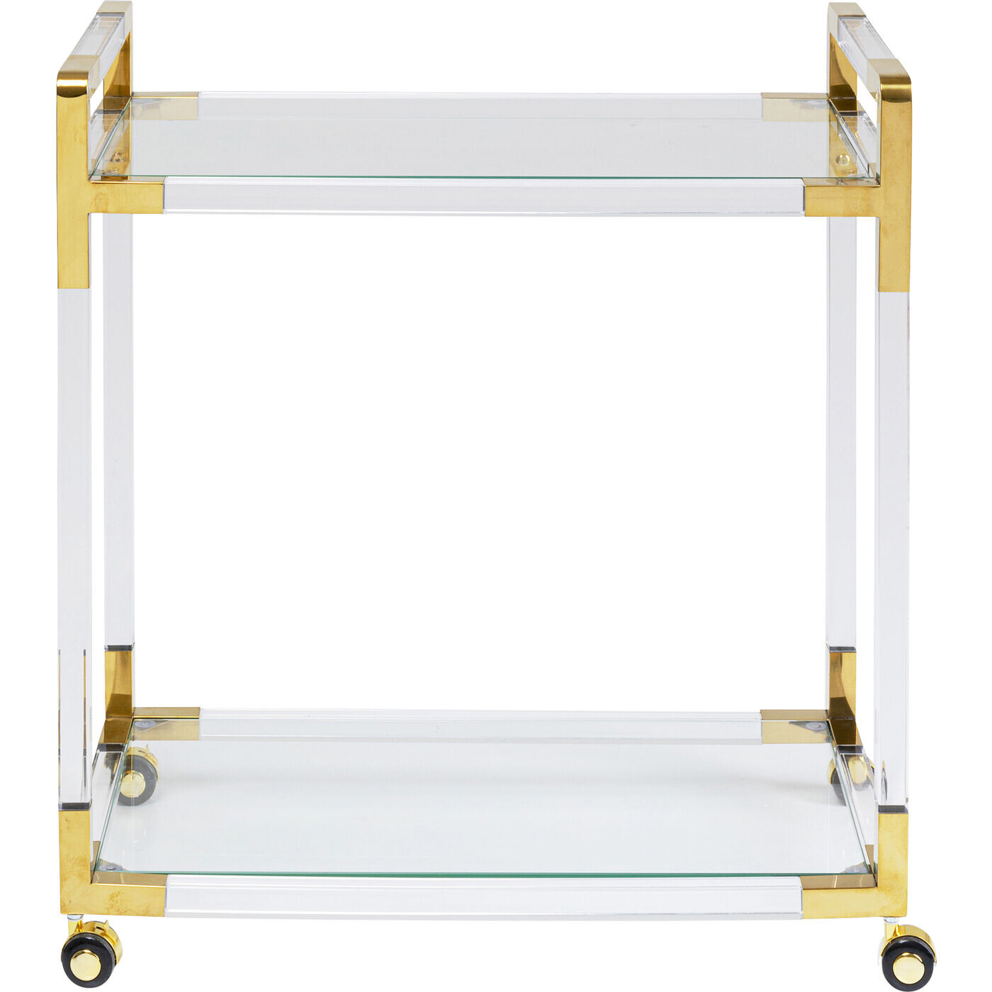 Столик-тележка со стеклянной столешницей золото Zen 85675