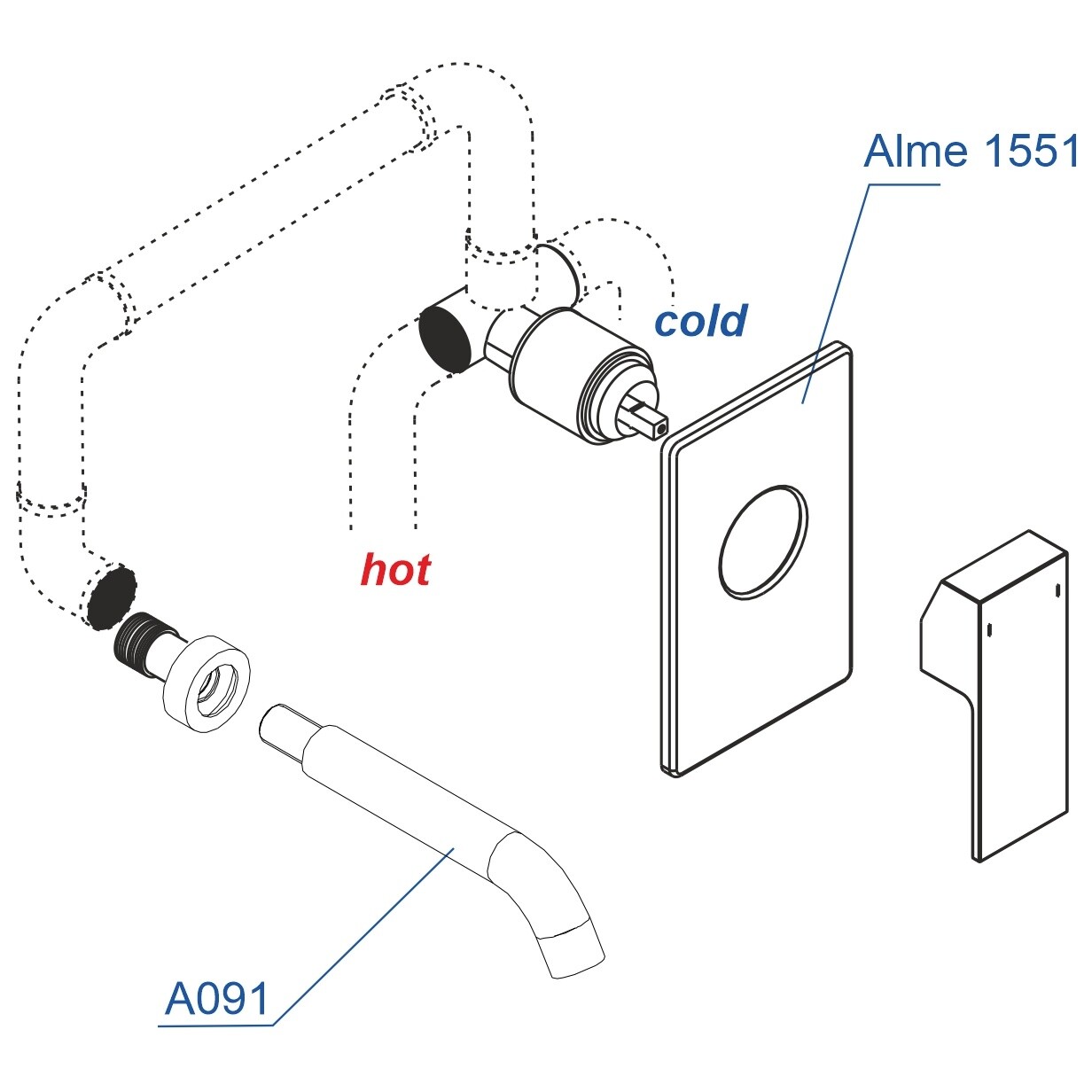 Смеситель для раковины и душа встраиваемый с изливом хром Wasserkraft A15513 - изображение 4