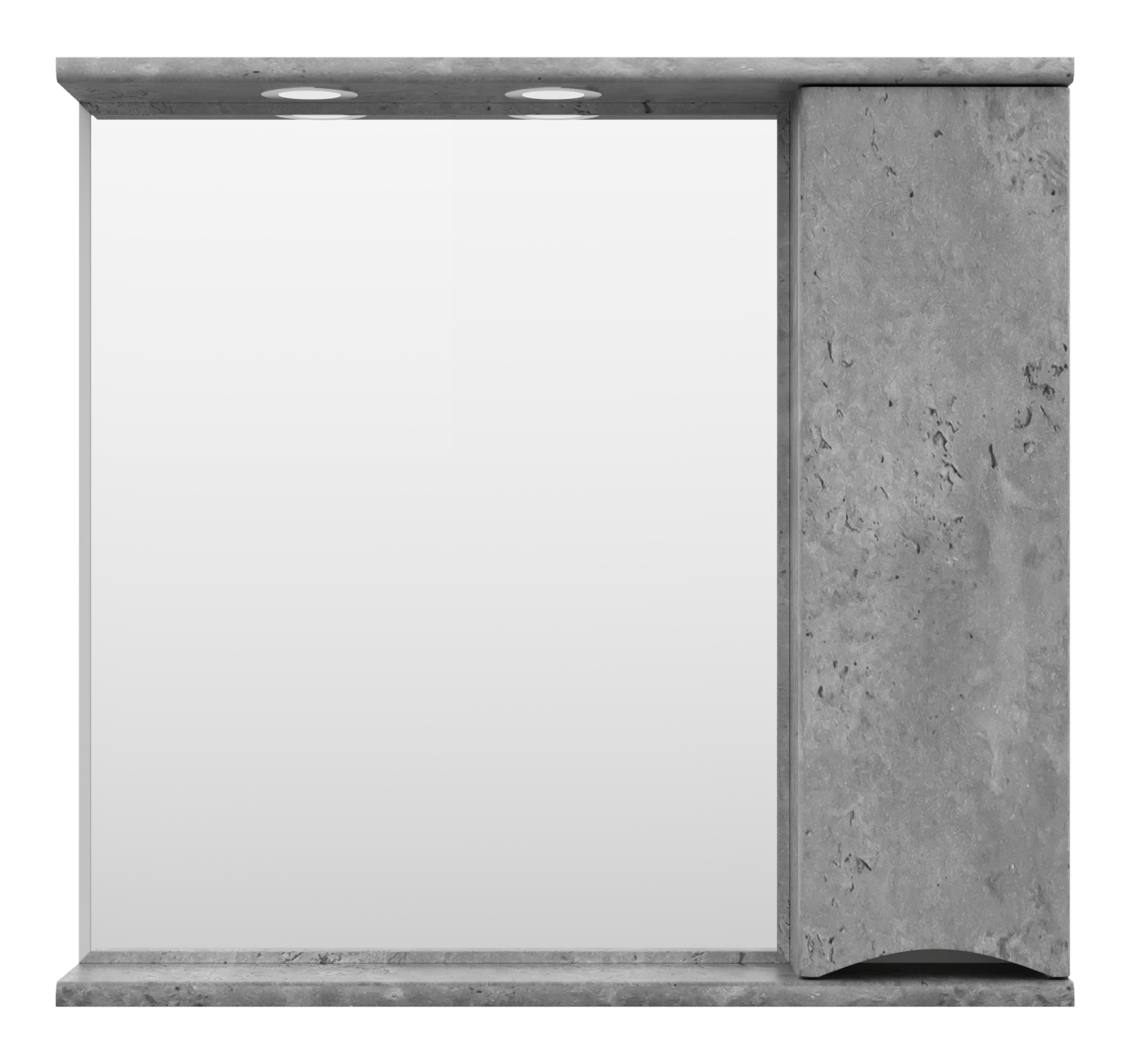 Шкаф для ванной с зеркалом правый серый камень &quot;Атлантик 80&quot;