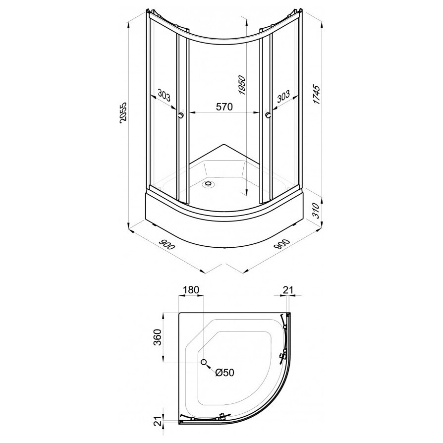 Душевой уголок 90х90 см белый Triton "Мозаика В" Щ0000061809 - изображение 6