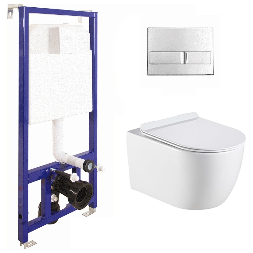 Унитаз белый Creto Logan L1 1001-001-L1W с инсталляцией Berges Wasserhaus Novum L3 040213