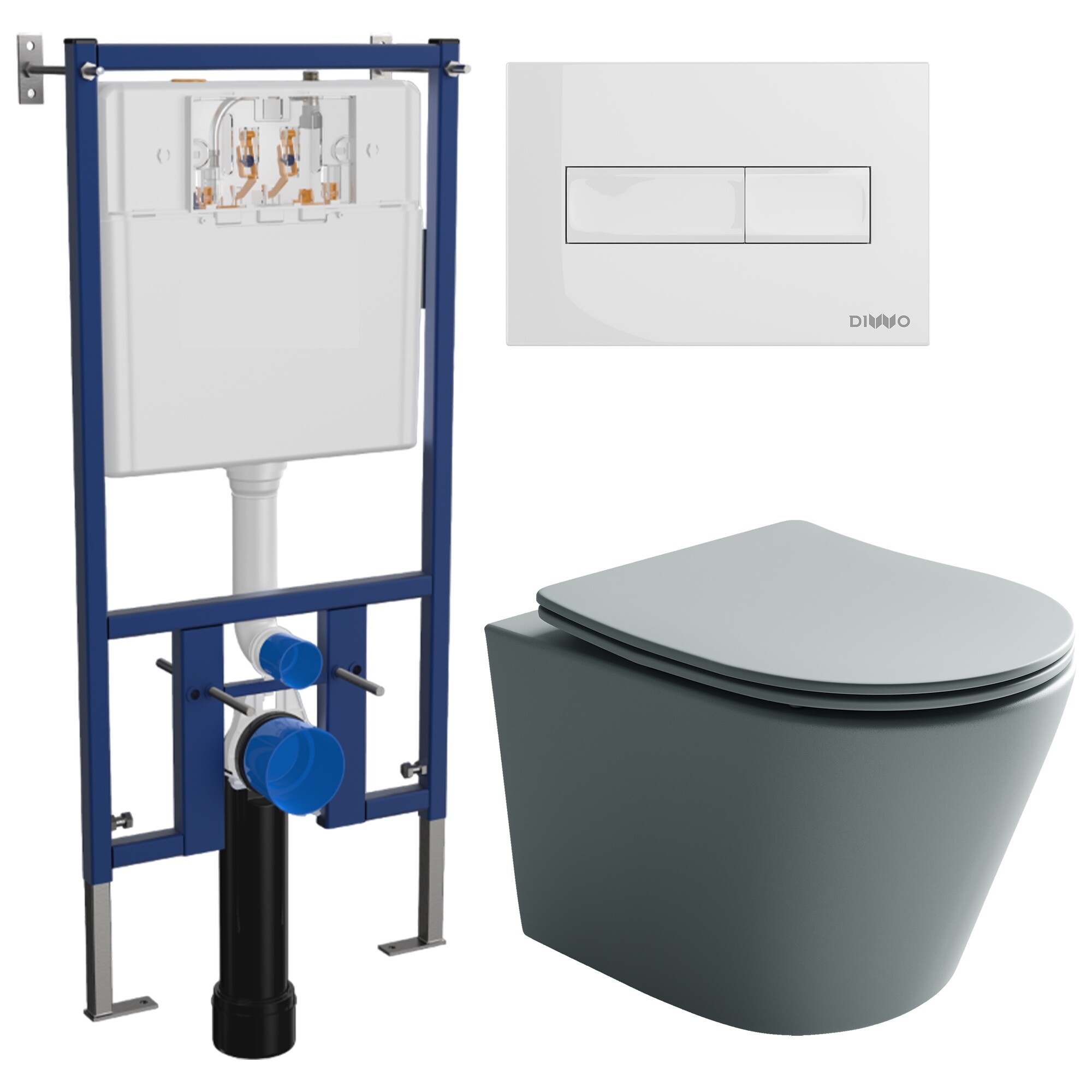Унитаз подвесной Ceramicanova Balearica Rimless CN6000MH с инсталляцией Diwo 4501, с кнопкой 7320