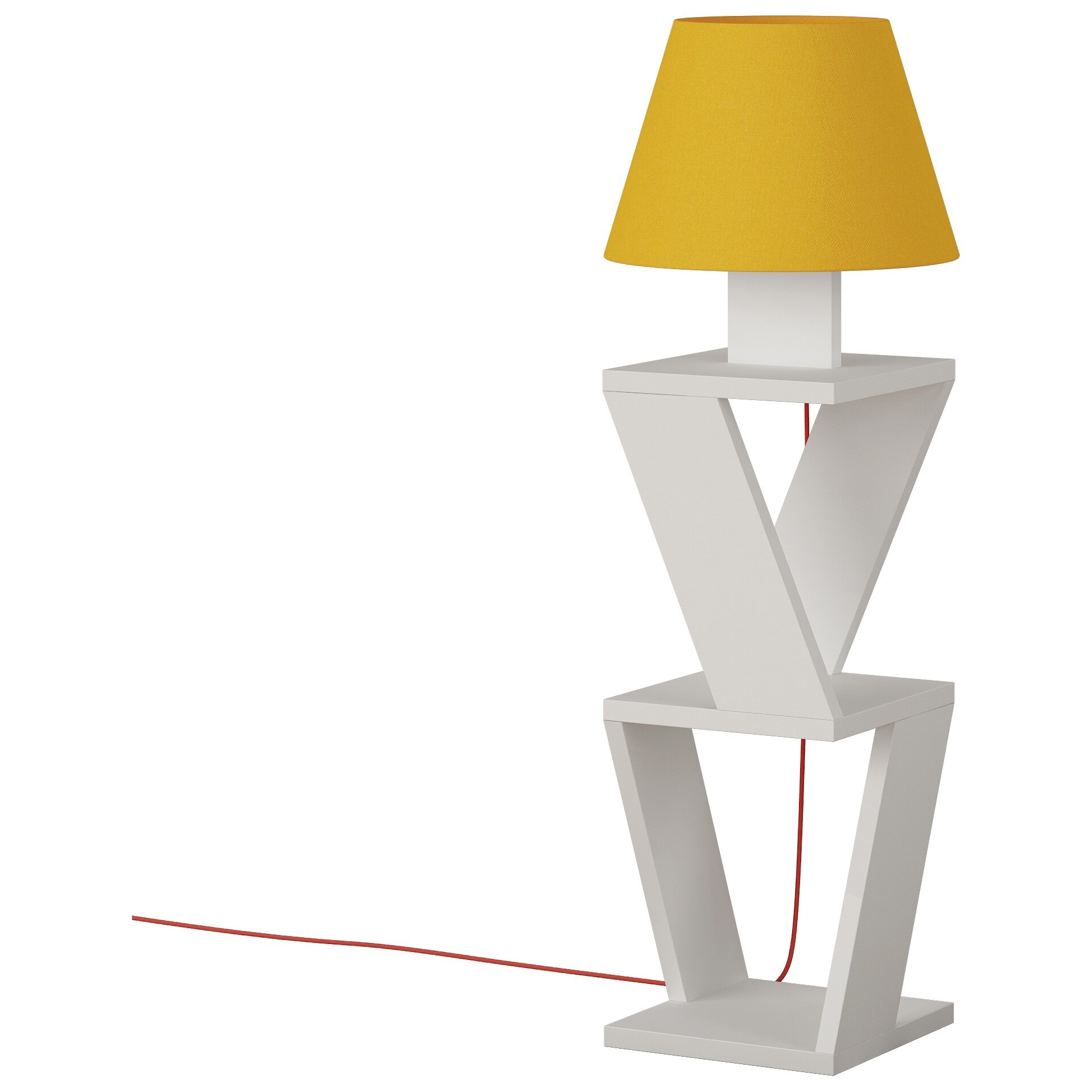 Торшер деревянный с тканевым абажуром белый, желтый Kozena side floor lamp LEV01041