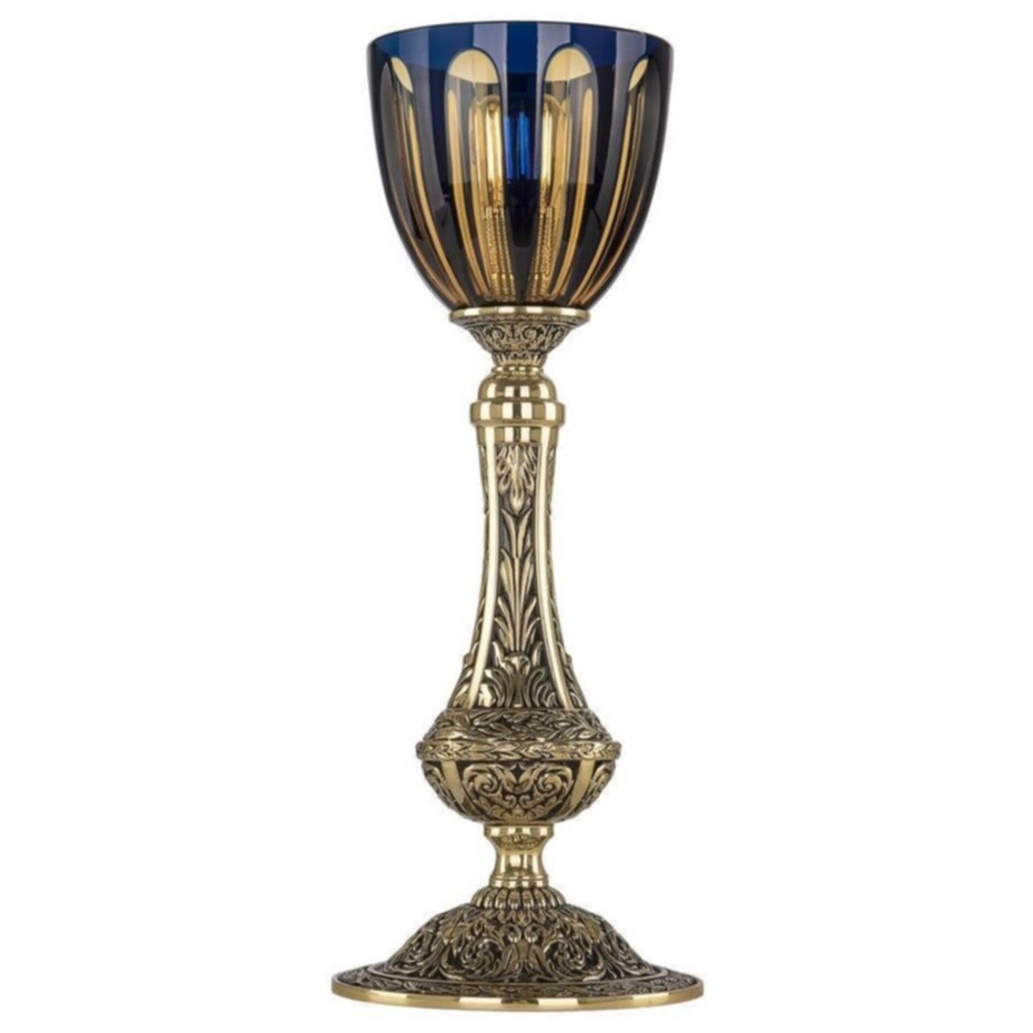 Лампа настольная хрустальная 39х15 см золото с синим 71100L/15 GB P1 Amber-Blue/H-1H