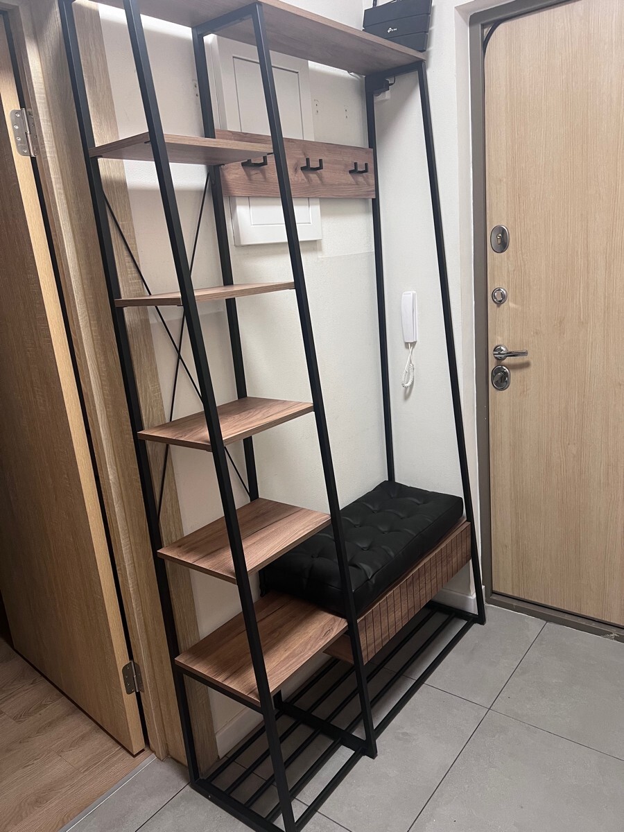 Прихожая с полками и мягким сиденьем дуб крафт табачный "Гранд 15.124 ...