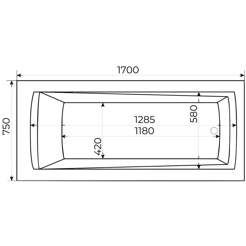 Ванна акриловая прямоугольная 75х170 см белая Creto Ares 1-1144 - изображение 11