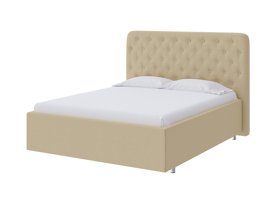 Кровать с мягким изголовьем односпальная 90х200 см бежевая Classic Large