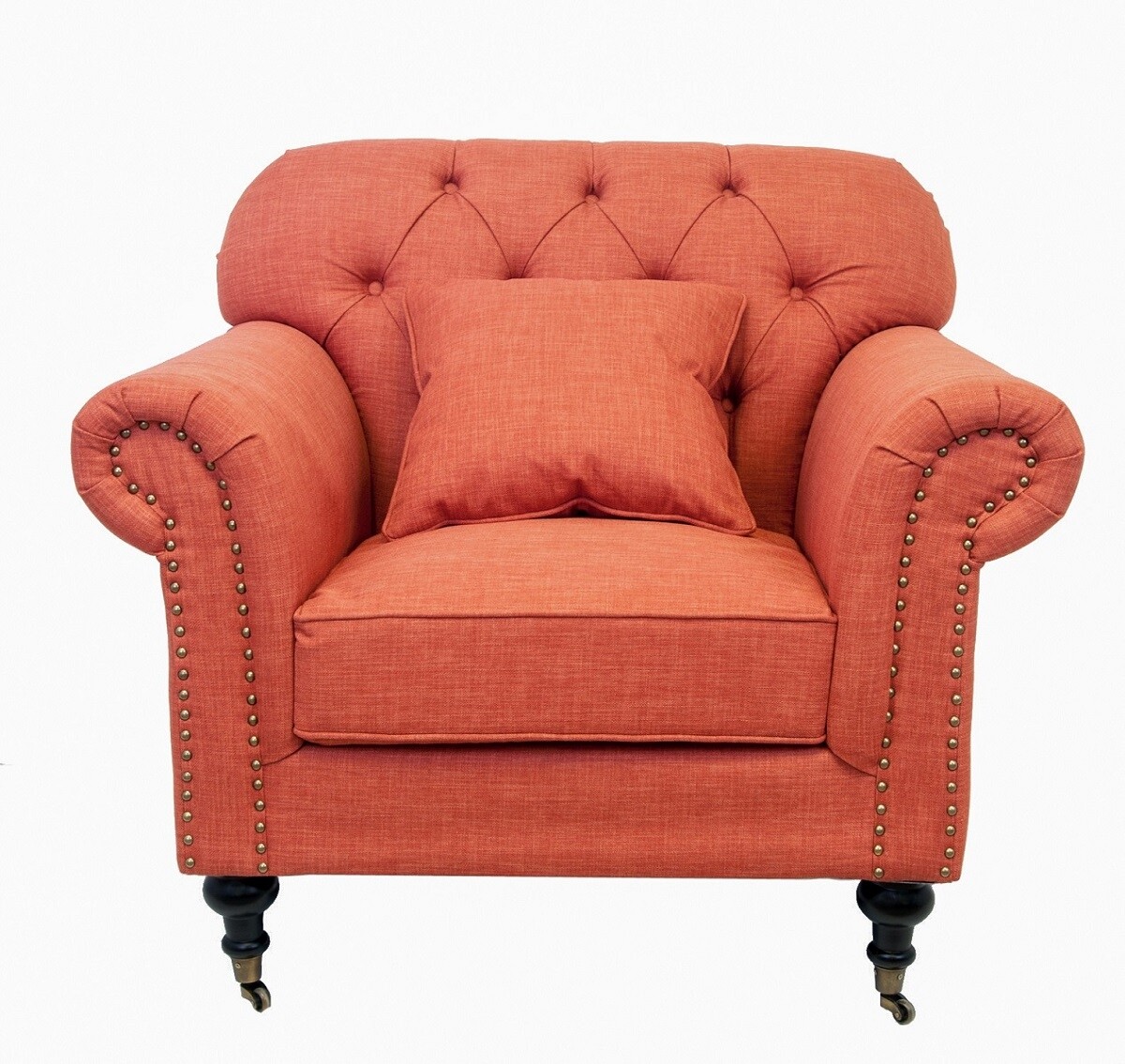 Кресло с мягкими подлокотниками на колесиках оранжевое Kavita orange