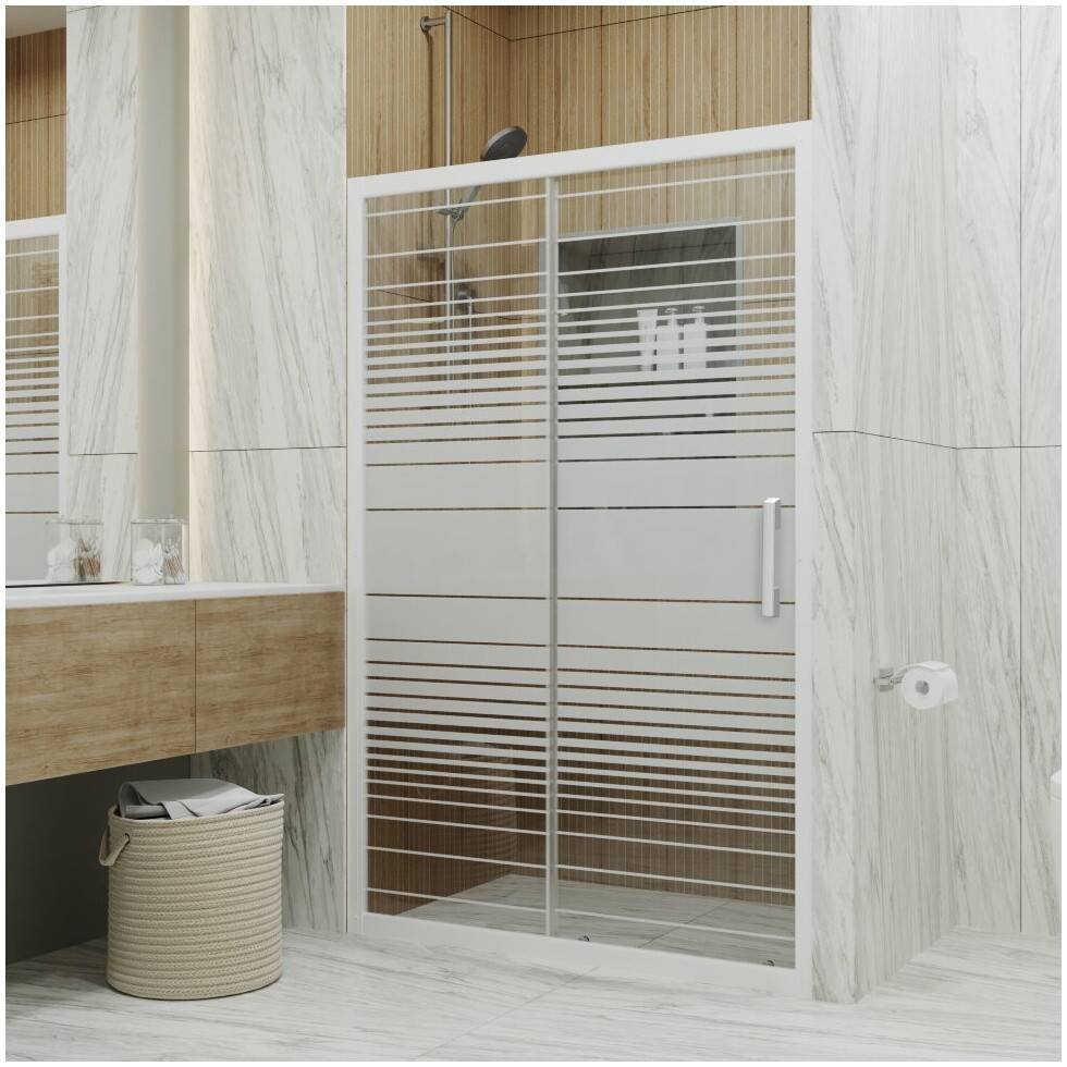 Душевая дверь раздвижная стеклянная 185х120 см белая "Слайд" Triton Щ0000038520 - изображение 5