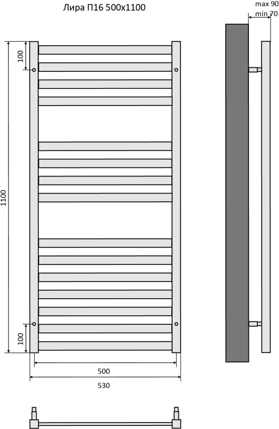 Полотенцесушитель водяной 50х110 см черный муар Aquatek "Лира П16" AQ KP1610BL - изображение 4