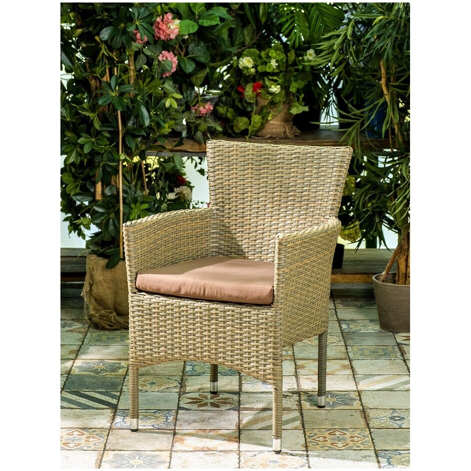 Кресло плетеное с подушкой светло-коричневое Aroma