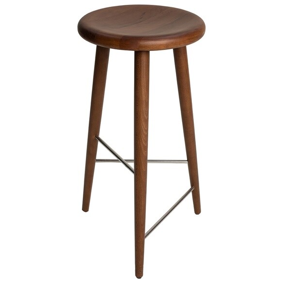 Полубарный стул круглый коричневый лак Mark