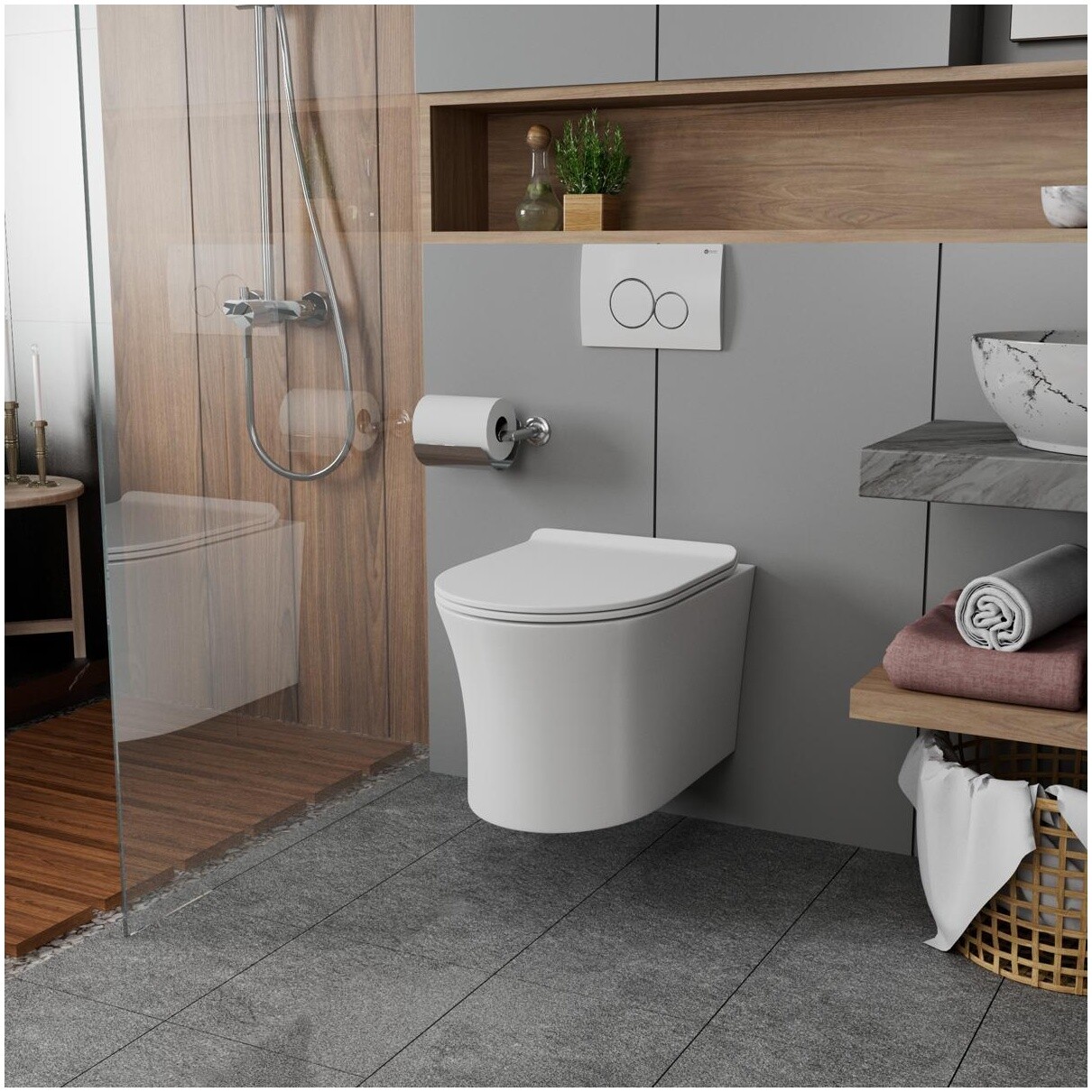 Унитаз подвесной безободковый с сиденьем микролифт белый Point "Вега" PN41711 - изображение 5