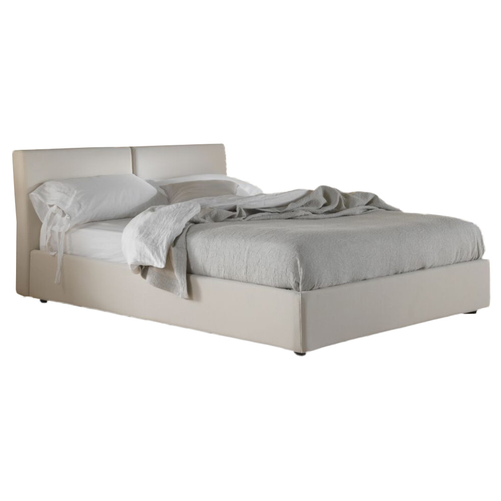 Кровать двуспальная 160х200 белая из велюра Dante