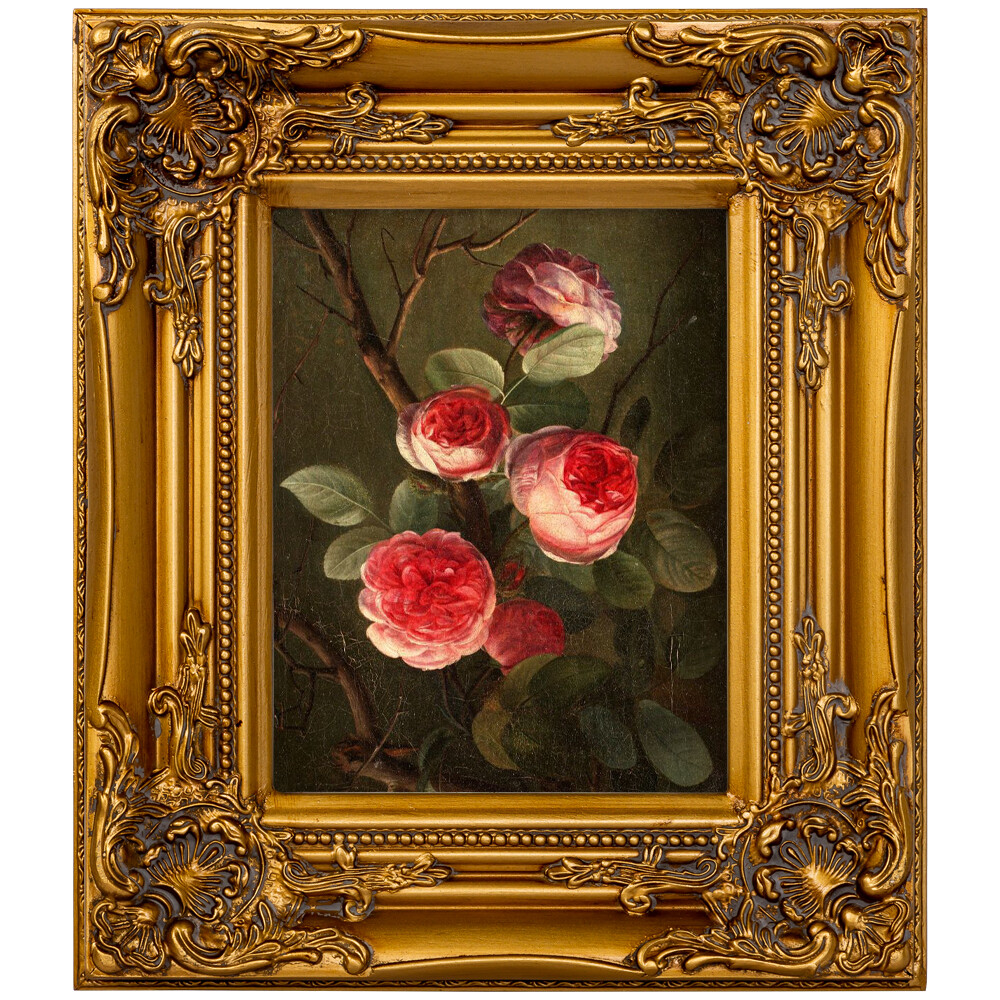 Репродукция картины с золотой раме «Розовые розы»