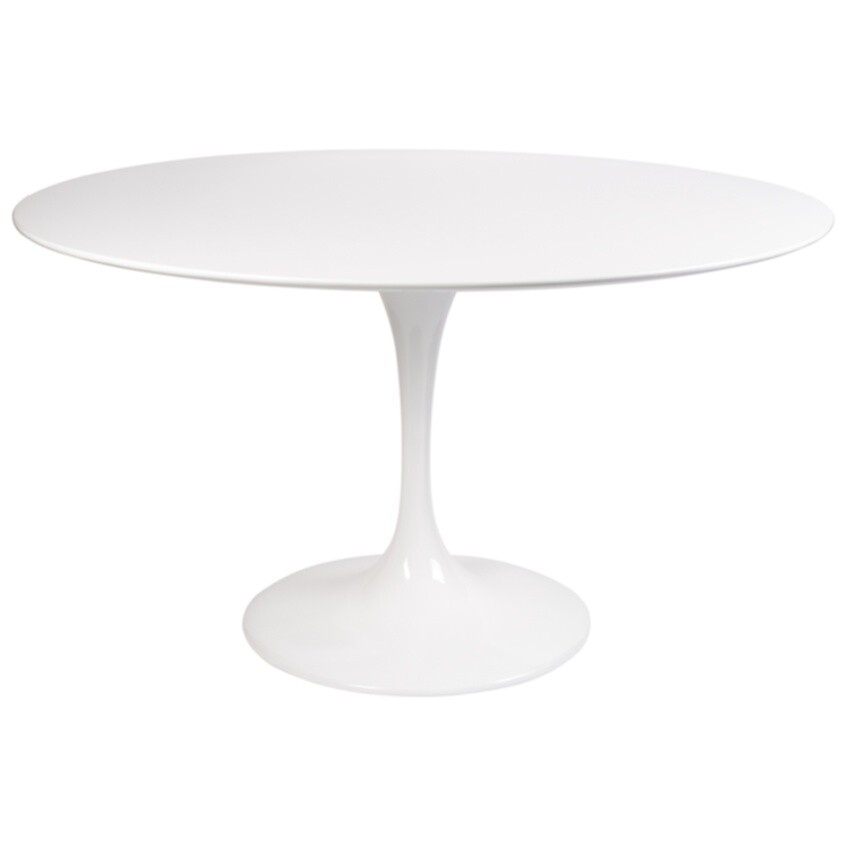 Обеденный стол круглый белый глянцевый 120 см Eero Saarinen Style Tulip Table