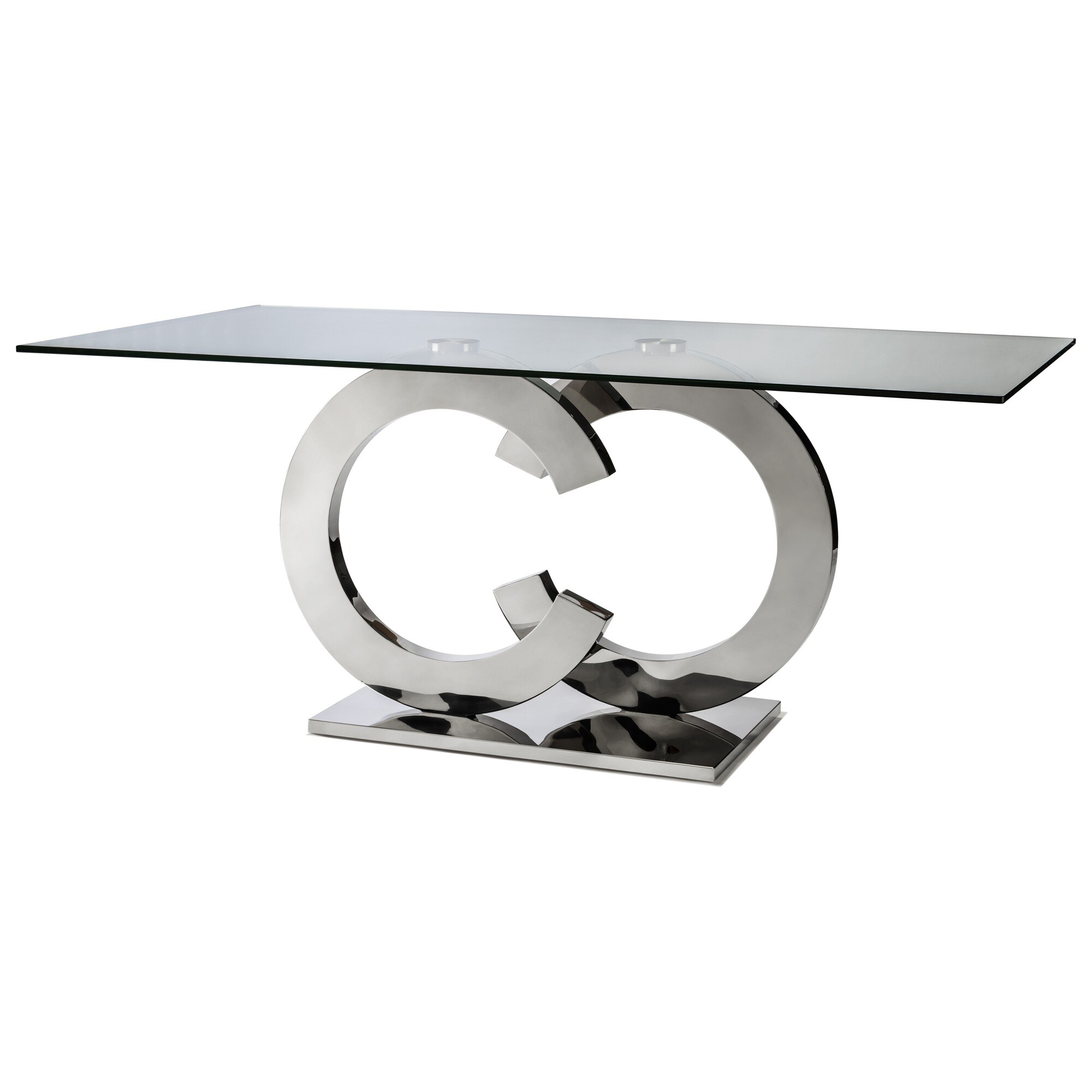 Обеденный стол стальной со стеклянной столешницей Casandra 180