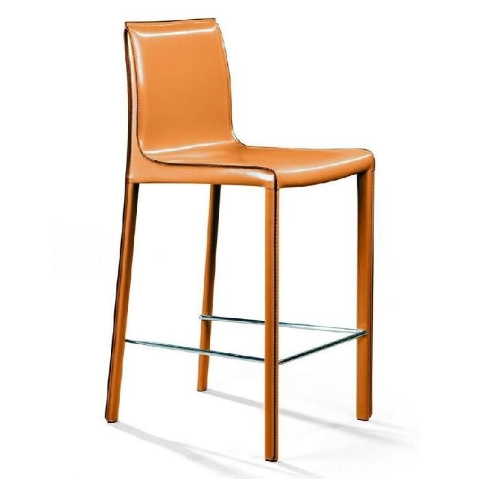 Полубарный стул со спинкой коричневый кожаный Barrie Camel