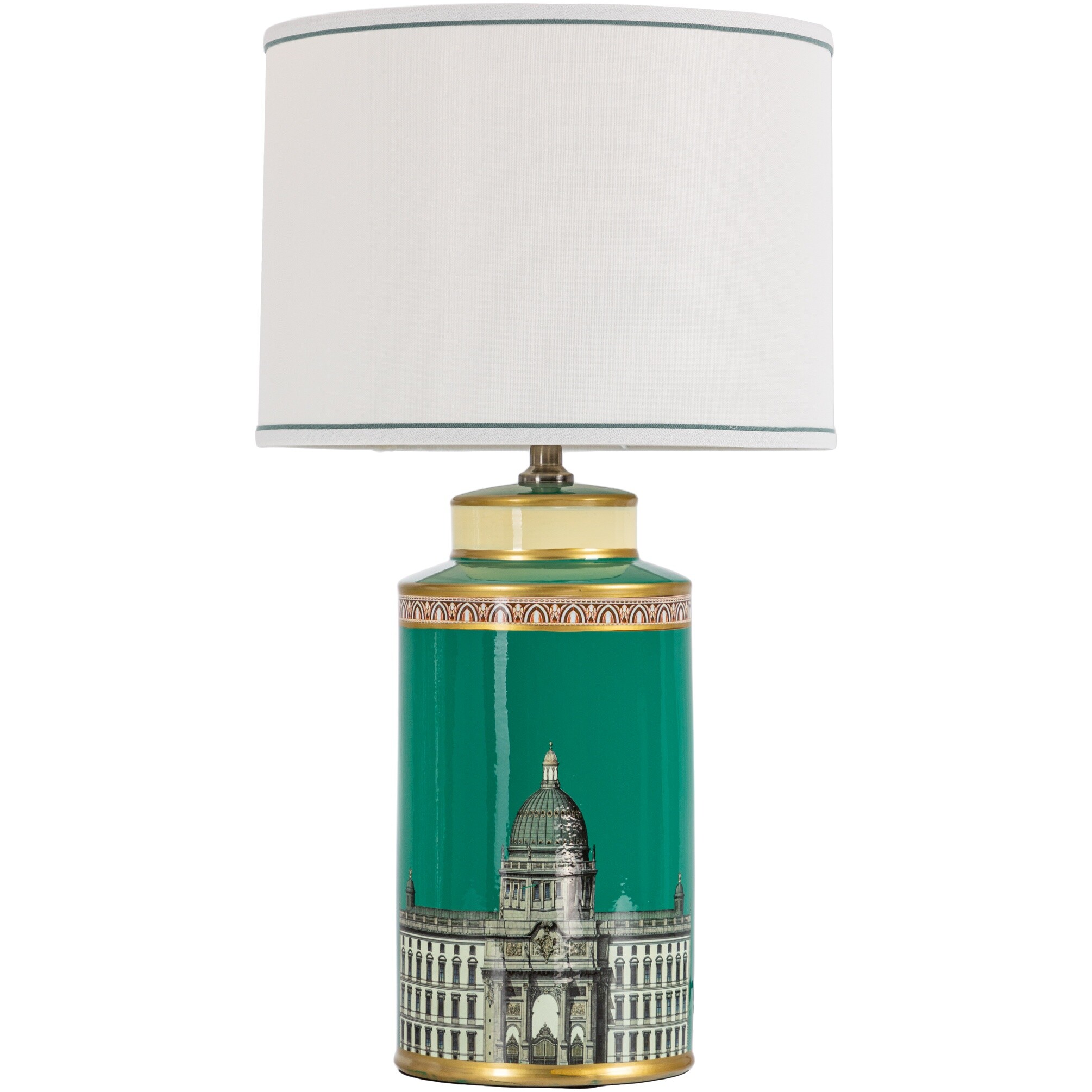 Лампа настольная керамическая с абажуром 68х39 см белая, зеленая 58-030
