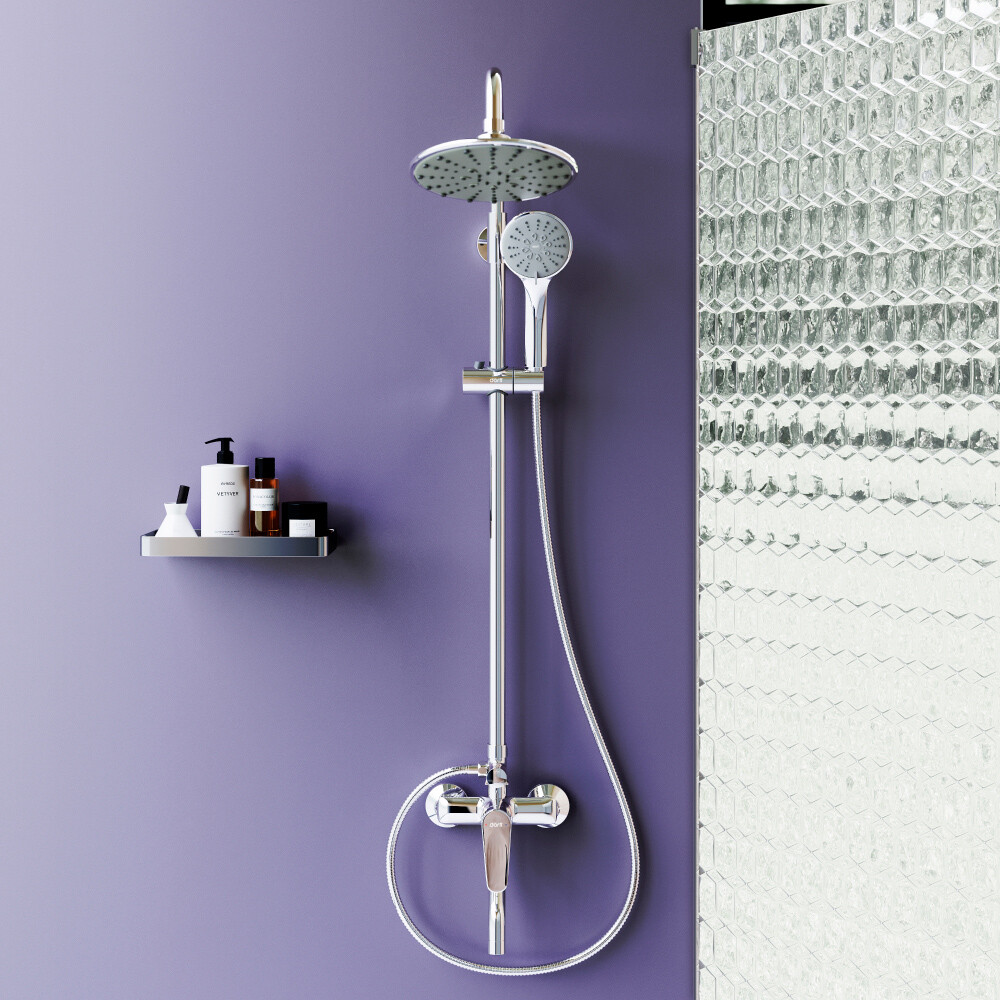 Душевой комплект с тропическим душем и смесителем для ванны хром Diwo "Новгород" DW-NOV-75-000 - изображение 4