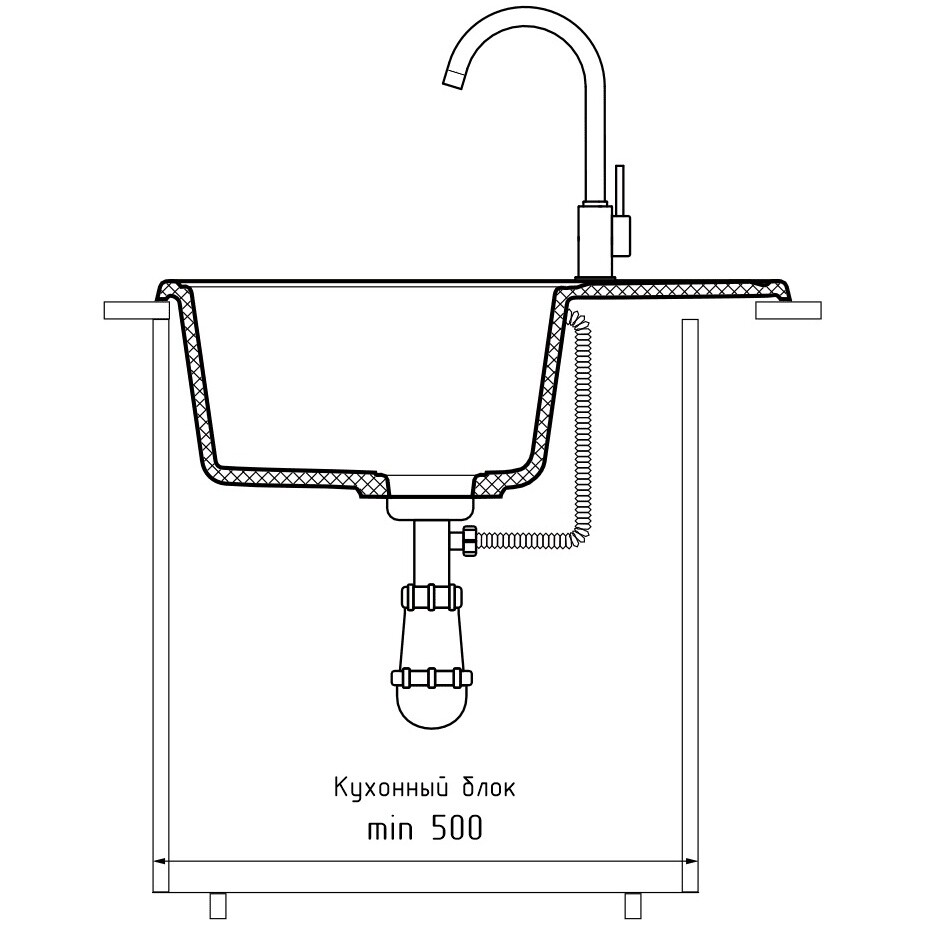 Мойка кухонная 48х62 см бежевая GranFest Quarz GF-Z13 13 белый - изображение 4
