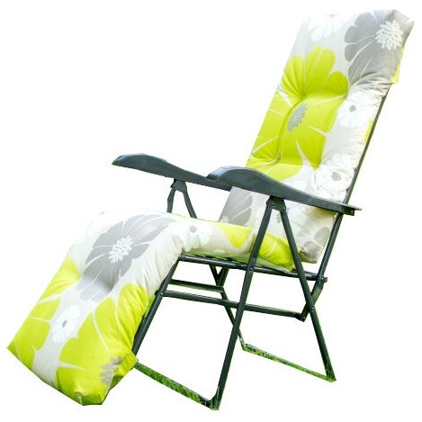 Кресло-шезлонг складной металлический серый с бело-желтым матрасом &quot;Альберто-3&quot;