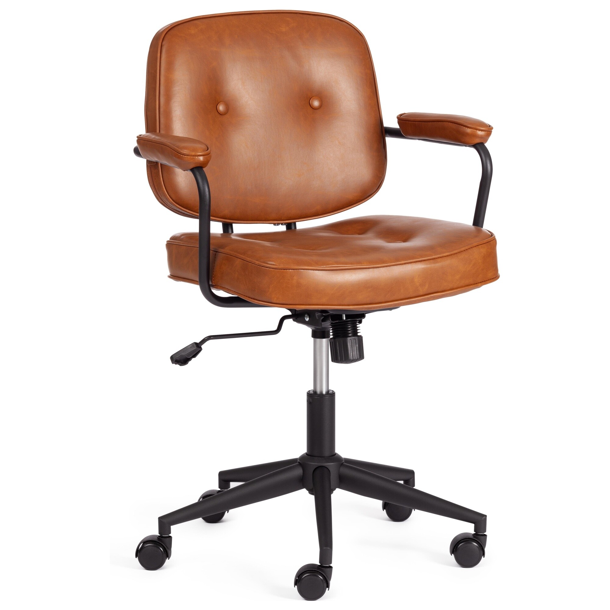 Кресло офисное с подлокотниками коричневое Alfa