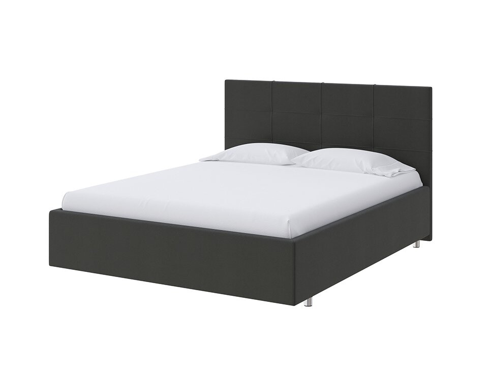 Кровать двуспальная велюровая темно-серая 160x200 см Neo