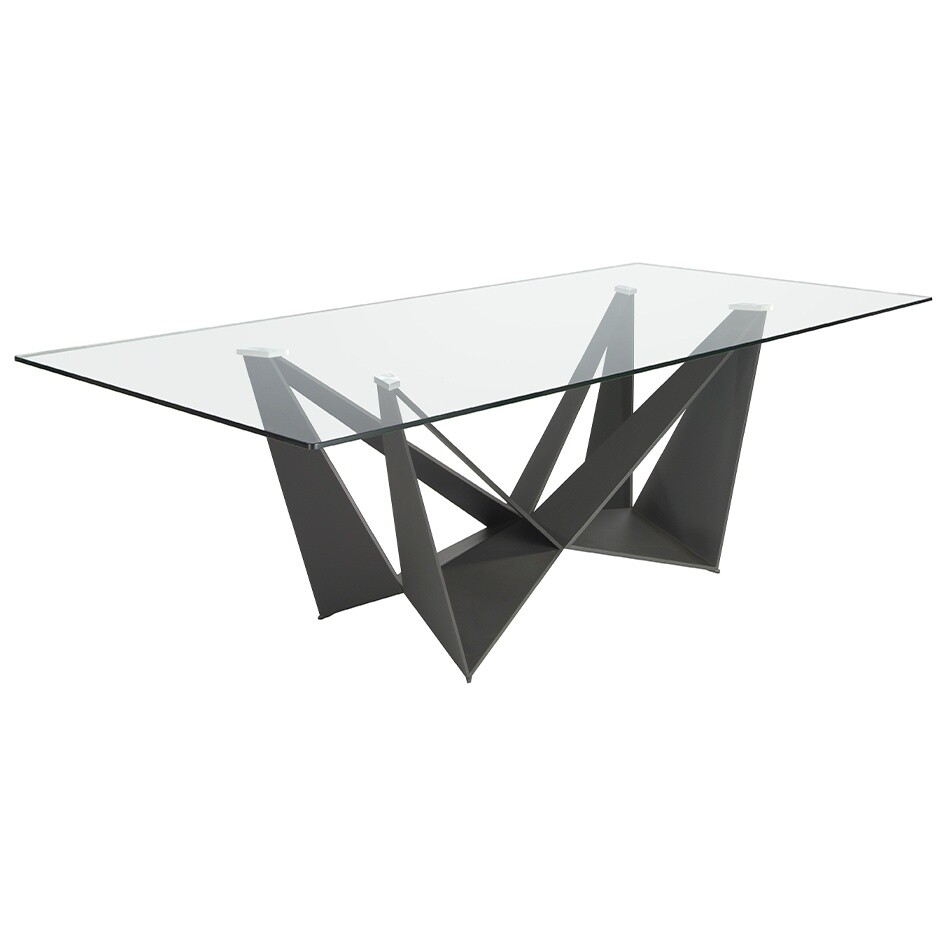 Обеденный стол со стеклянной столешницей прозрачный, черный 1128-CT2061-RECT-NE
