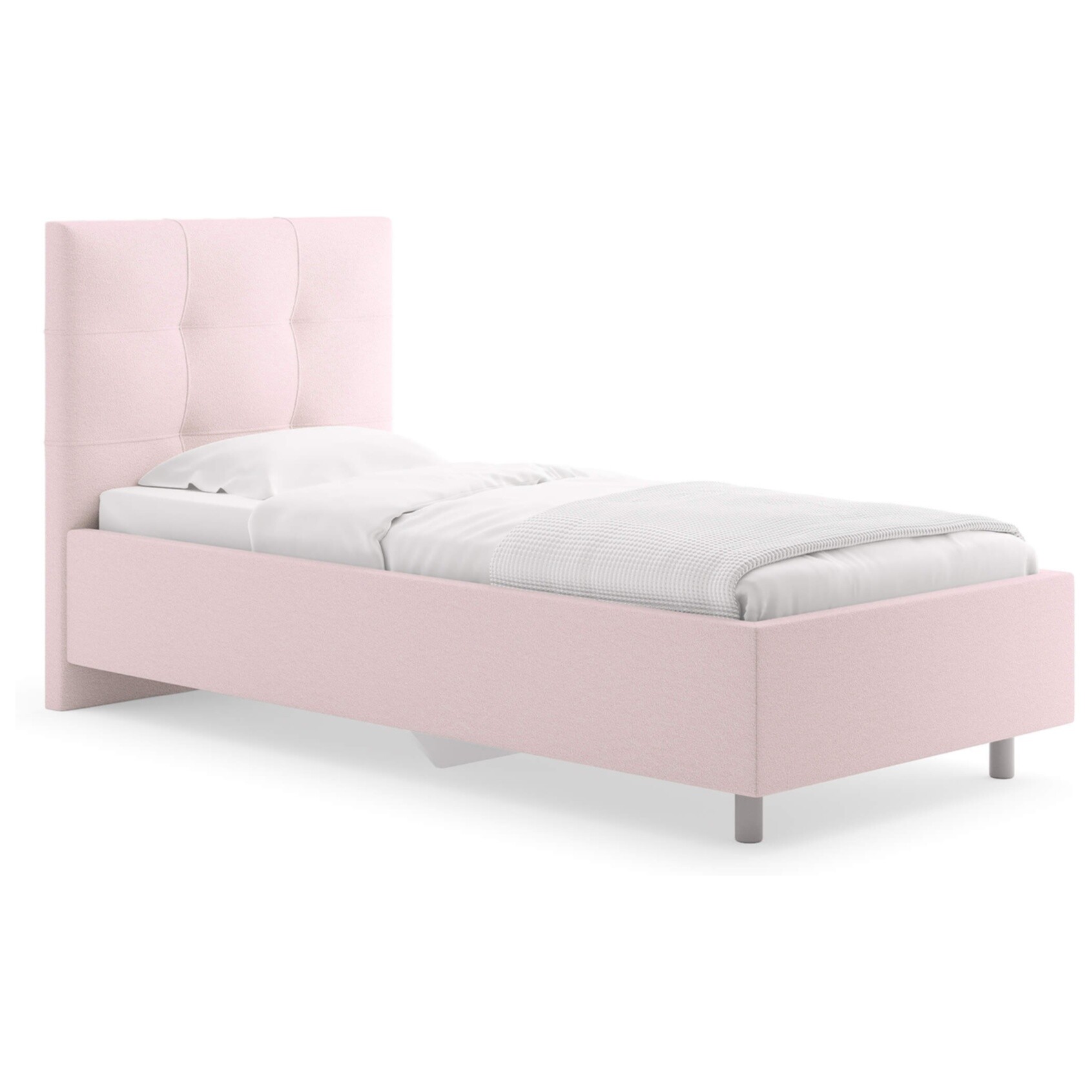 Кровать с мягким изголовьем односпальная 80х190 см тедди розовая Caprice