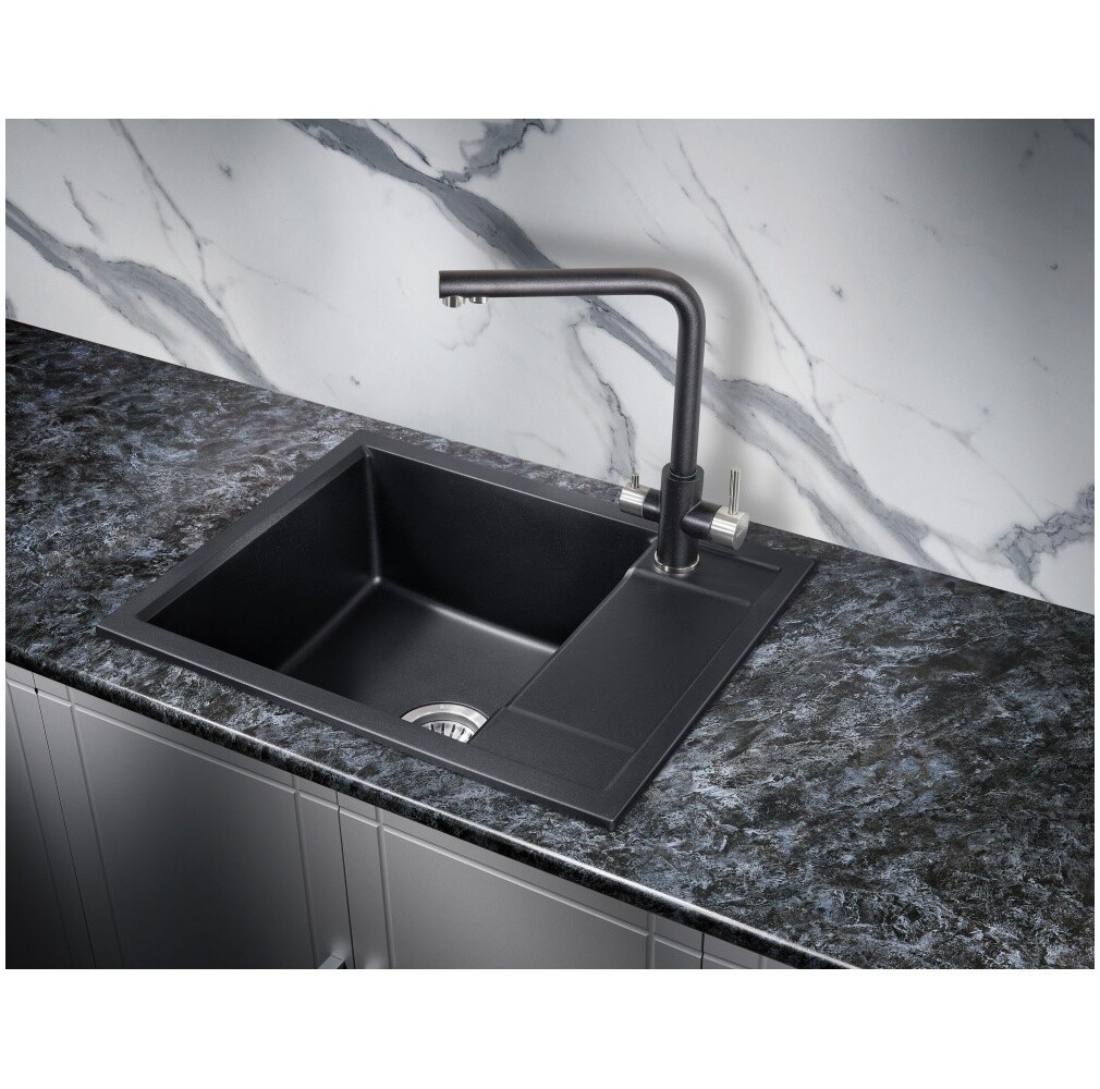 Мойка кухонная черная матовая Milacio Navarra 60 Cuarzo MC.77071 - изображение 4