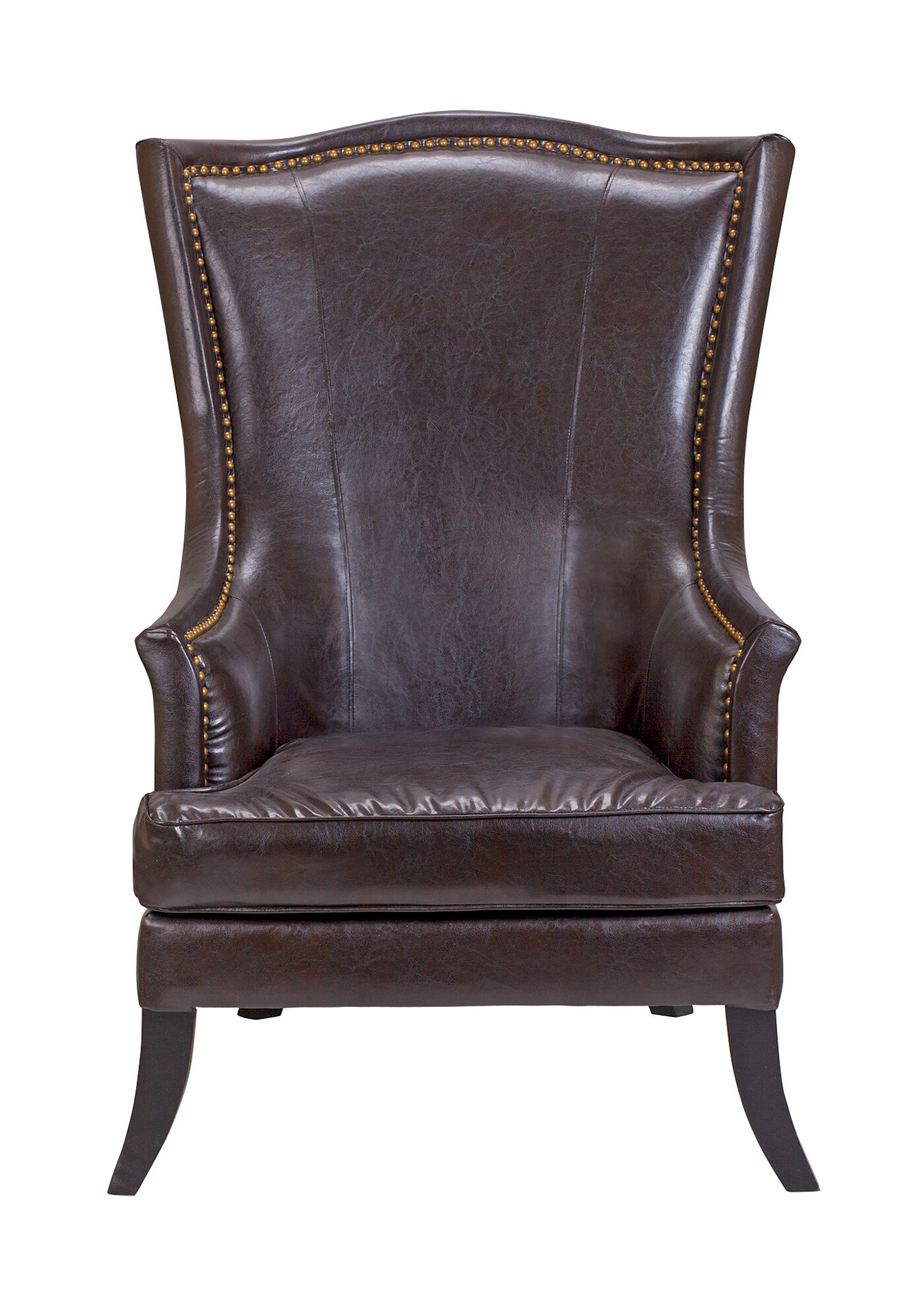 Кресло кожаное с мягкими подлокотниками коричневое Chester
