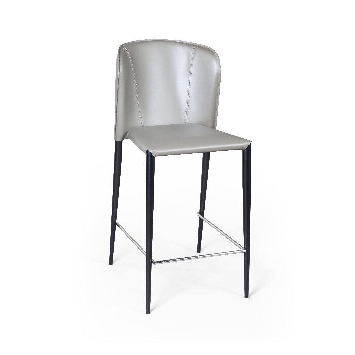 Полубарный мягкий стул со спинкой светло-серый Albert