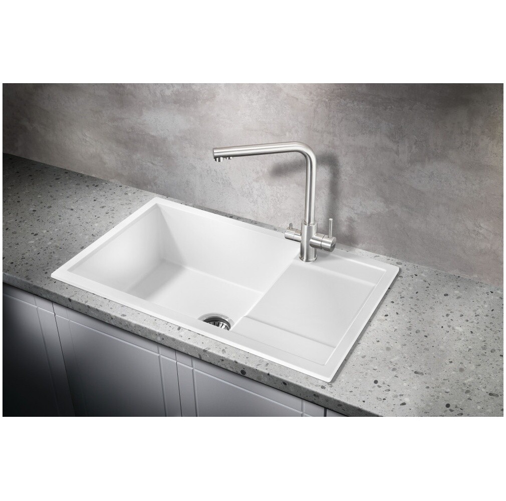 Мойка кухонная белая Milacio Navarra 78 Cuarzo MC.77052 - изображение 4