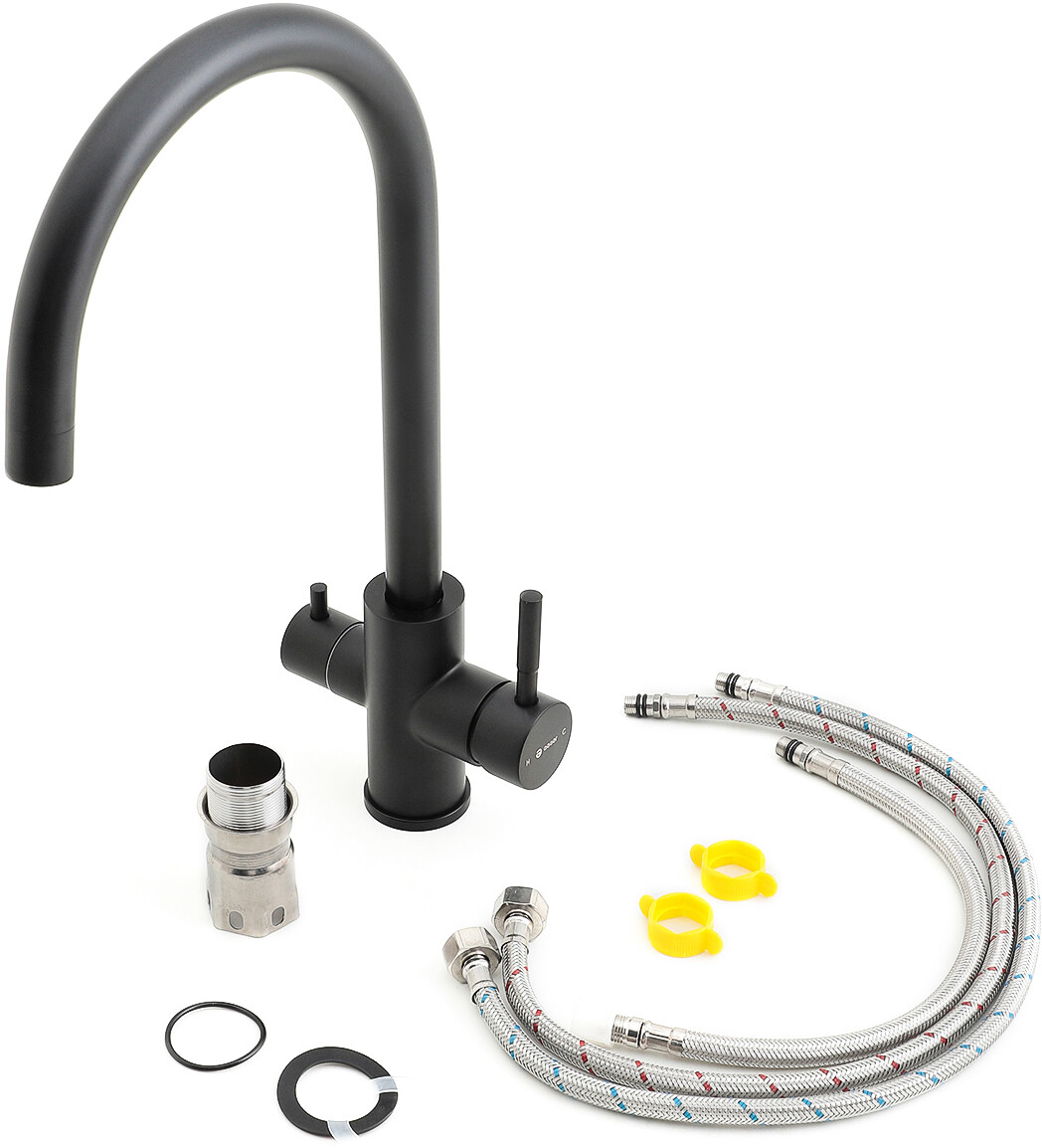 Смеситель для кухни из латуни черный Domaci "Равенна" OL-01Sb - изображение 9