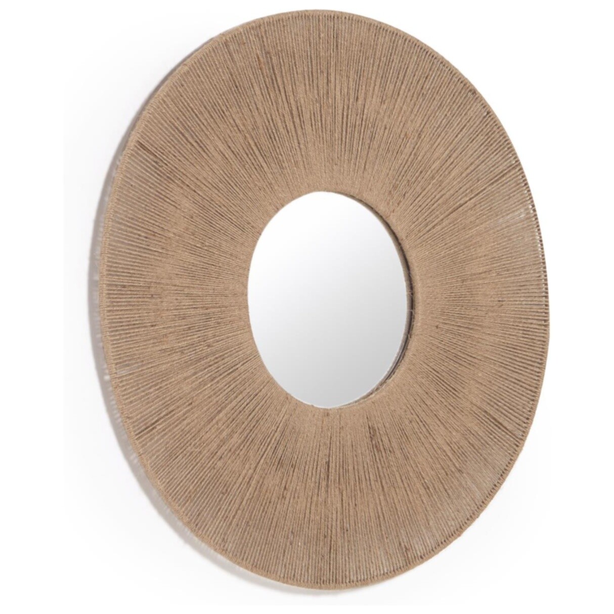 Зеркало настенное круглое в раме из джута 60 см коричневое Damira от La Forma