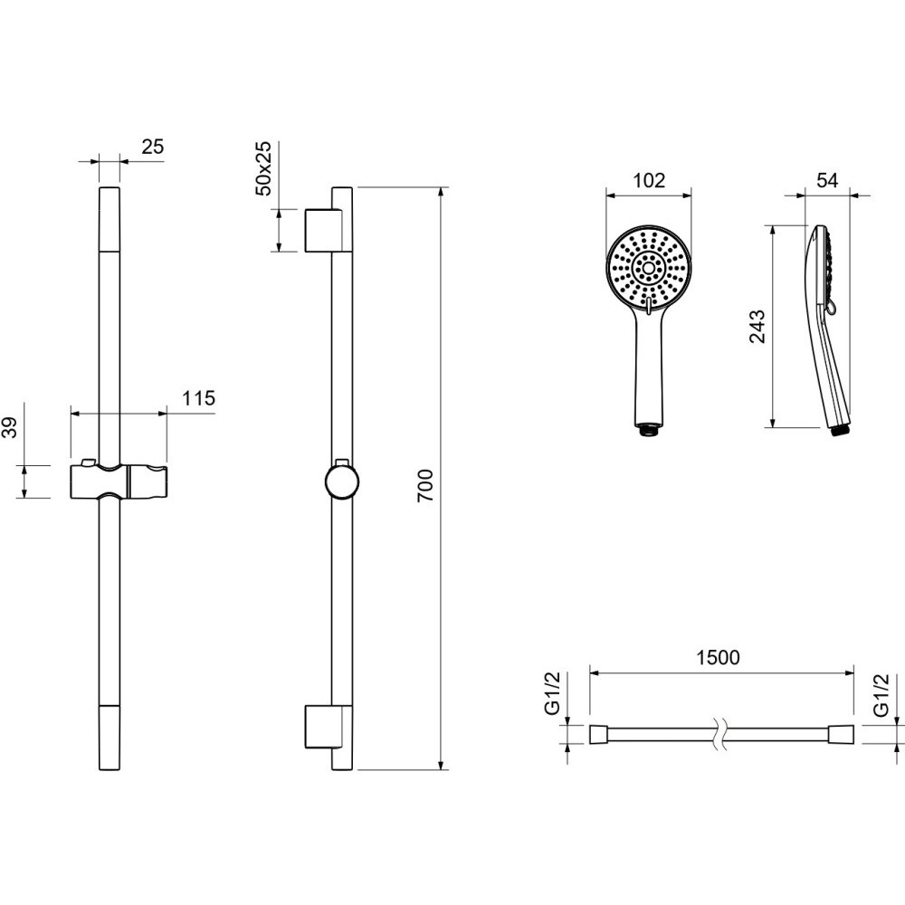 Душевая стойка с ручной лейкой черный хром Aquatek "Бетта" AQ2017BGM - изображение 4