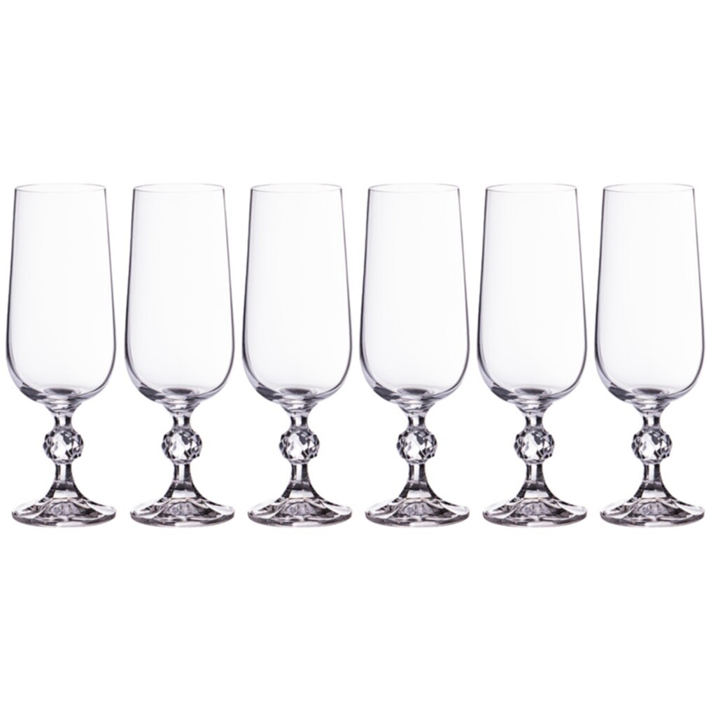 Набор бокалов для шампанского стеклянный 180 мл, 6 штук Claudie/Sterna