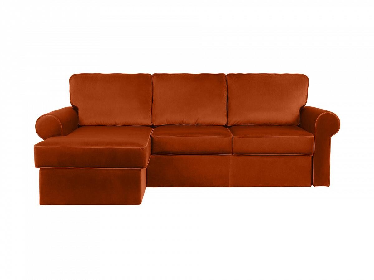 Угловой диван-кровать с оттоманкой темно-оранжевый Murom