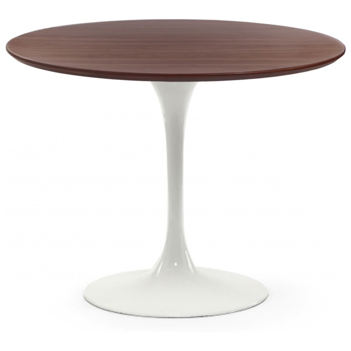 Обеденный стол круглый орех с белой глянцевой ножкой 90 см Apriori T