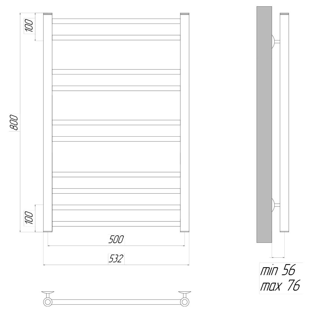 Полотенцесушитель электрический 50х80 см черный Lemark Ursus LM72810EBL П10 - изображение 4
