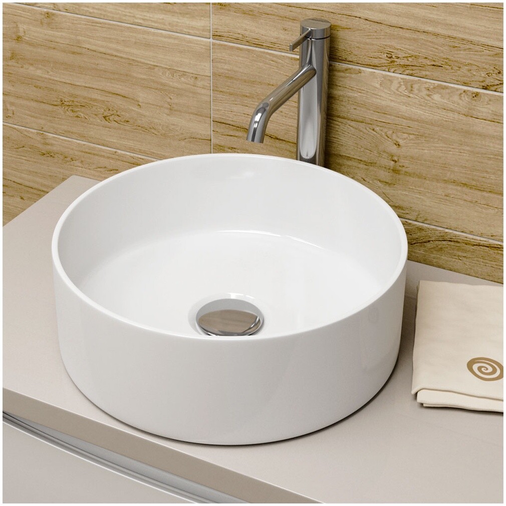 Раковина накладная круглая фарфоровая белая Point "Виктория 41" PN43063 - изображение 4