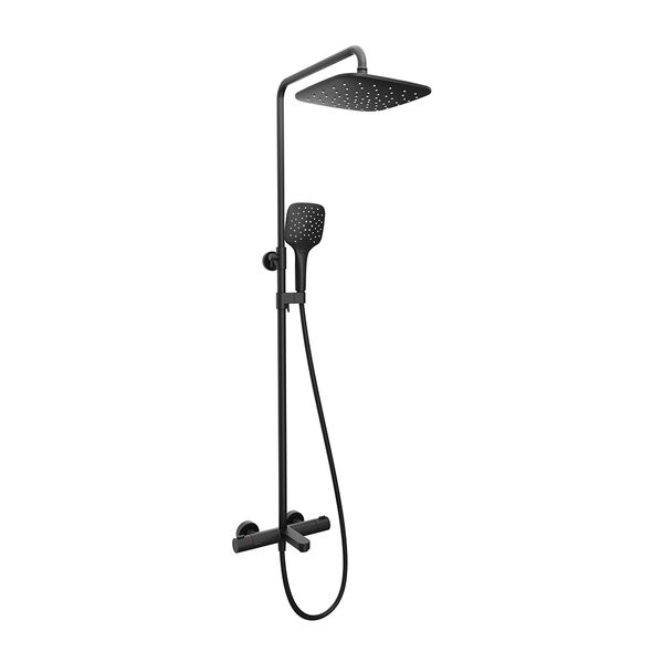 Душевая стойка с верхним душем и термостатом черная Ravak Termo 300 TE 092.20BL X070444