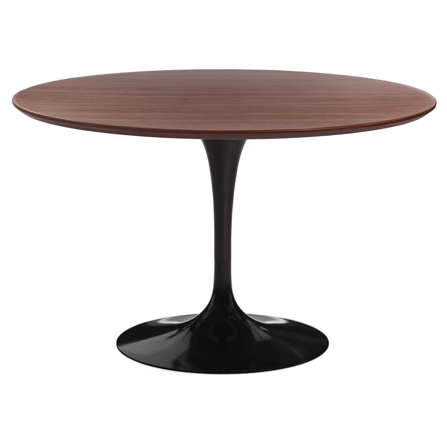 Обеденный стол круглый орех с черной глянцевой ножкой 100 см Apriori T