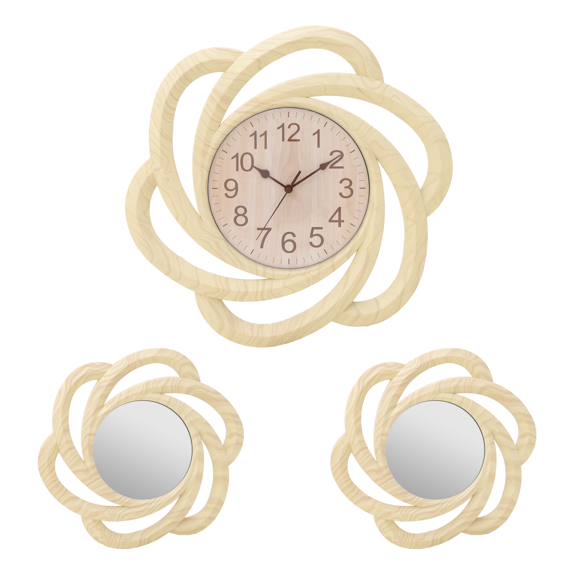 Часы настенные кварцевые и 2 зеркала бежевые Montereale posta