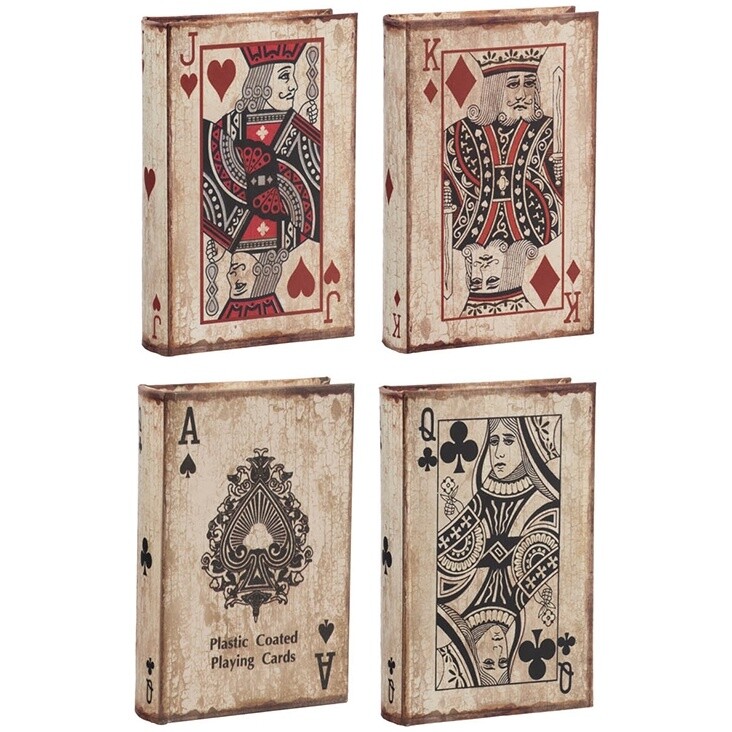 Шкатулки-книги, набор 4 штуки с игральными картами Glasar