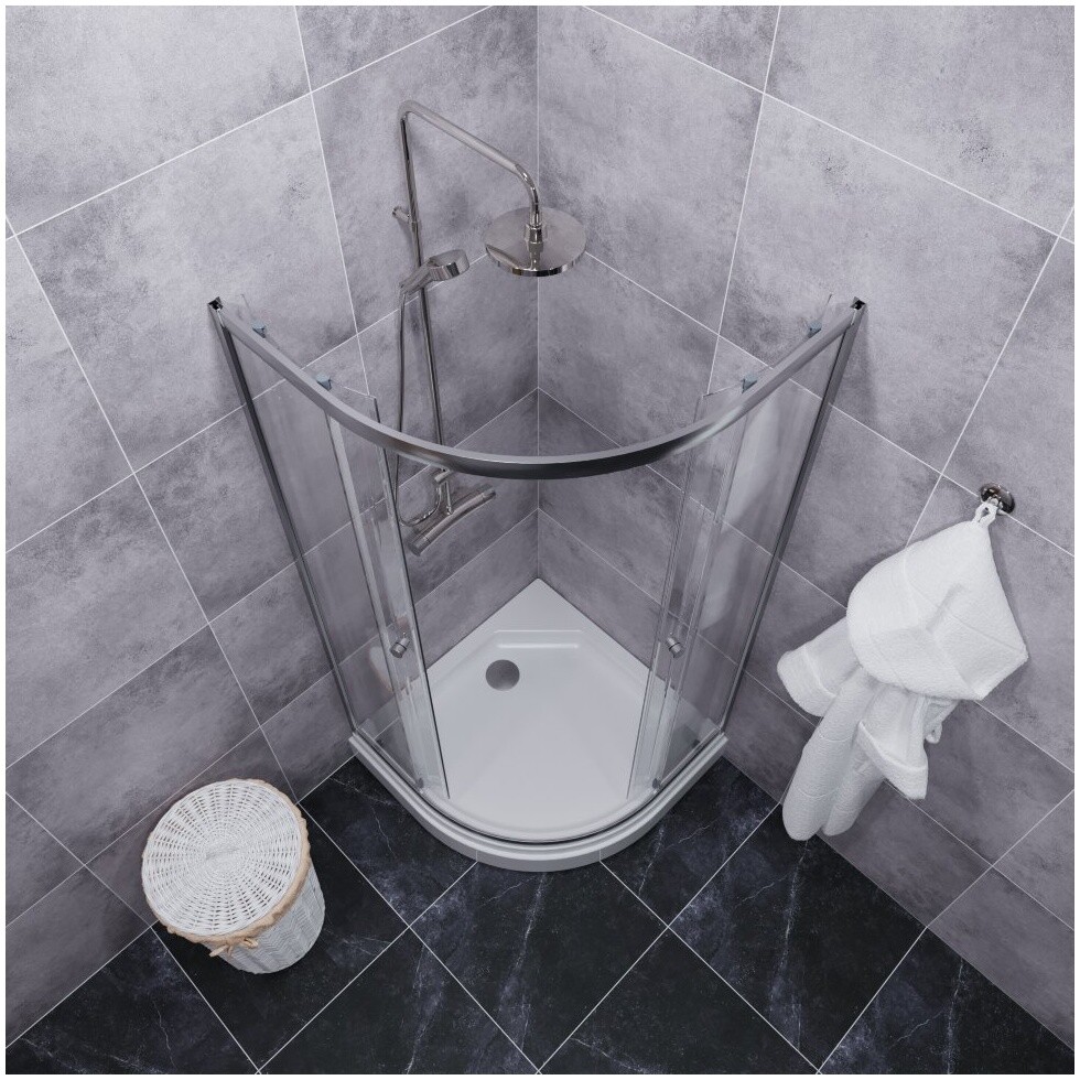 Душевой уголок четверть круга с низким поддоном 80х80 см хром Triton "Альфа-Хром" Щ0000049614 - изображение 7